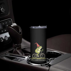 Funny Frog St Patricks Day Skinny Tumbler Off To Commit Shenanigans Four Leaf Clover TS11 Print Your Wear