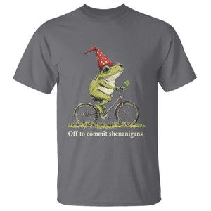 Funny Frog St Patricks Day T Shirt Off To Commit Shenanigans Four Leaf Clover TS11 Charcoal Print Your Wear