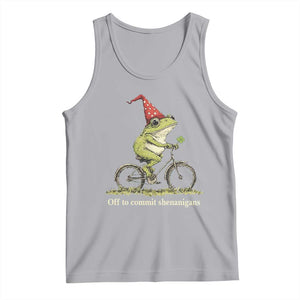 Funny Frog St Patricks Day Tank Top Off To Commit Shenanigans Four Leaf Clover TS11 Athletic Heather Print Your Wear