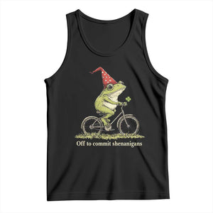 Funny Frog St Patricks Day Tank Top Off To Commit Shenanigans Four Leaf Clover TS11 Black Print Your Wear