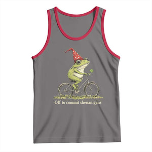 Funny Frog St Patricks Day Tank Top Off To Commit Shenanigans Four Leaf Clover TS11 Deep Heather Red Print Your Wear