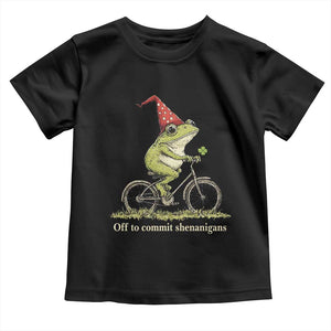 Funny Frog St Patricks Day Toddler T Shirt Off To Commit Shenanigans Four Leaf Clover TS11 Black Print Your Wear