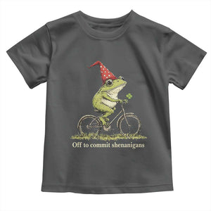 Funny Frog St Patricks Day Toddler T Shirt Off To Commit Shenanigans Four Leaf Clover TS11 Dark Heather Print Your Wear