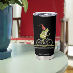 Funny Frog St Patricks Day Tumbler Cup Off To Commit Shenanigans Four Leaf Clover TS11 Print Your Wear