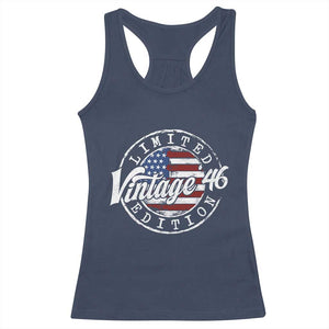 Funny 80th Birthday Racerback Tank Top Vintage 1946 Stamp 80 Years Old American Flag TS11 Navy Print Your Wear