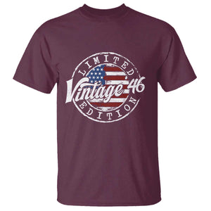 Funny 80th Birthday T Shirt Vintage 1946 Stamp 80 Years Old American Flag TS11 Maroon Print Your Wear