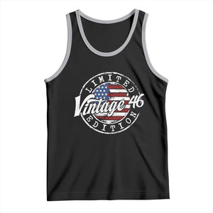 Funny 80th Birthday Tank Top Vintage 1946 Stamp 80 Years Old American Flag TS11 Black Athletic Heather Print Your Wear