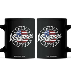 Funny 40th Birthday Coffee Mug Vintage 1986 Stamp 40 Years Old American Flag TS11 Black Print Your Wear