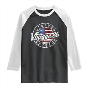 Funny 40th Birthday Raglan Shirt Vintage 1986 Stamp 40 Years Old American Flag TS11 Black White Print Your Wear