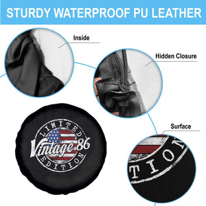 Funny 40th Birthday Spare Tire Cover Vintage 1986 Stamp 40 Years Old American Flag TS11 Print Your Wear
