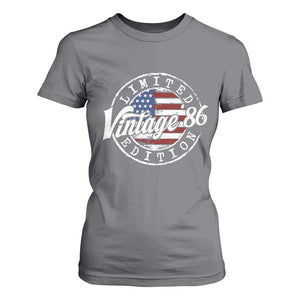 Funny 40th Birthday T Shirt For Women Vintage 1986 Stamp 40 Years Old American Flag TS11 Charcoal Print Your Wear