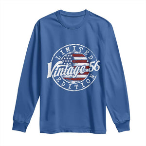 Funny 70th Birthday Long Sleeve Shirt Vintage 1956 Stamp 70 Years Old American Flag TS11 Royal Blue Print Your Wear
