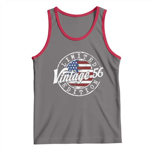 Funny 70th Birthday Tank Top Vintage 1956 Stamp 70 Years Old American Flag TS11 Deep Heather Red Print Your Wear