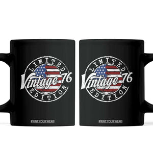 Funny 50th Birthday Coffee Mug Vintage 1976 Stamp 50 Years Old American Flag TS11 Black Print Your Wear