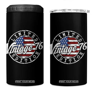 Funny 50th Birthday 4 in 1 Can Cooler Tumbler Vintage 1976 Stamp 50 Years Old American Flag TS11 One Size: 16 oz Black Print Your Wear