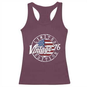 Funny 50th Birthday Racerback Tank Top Vintage 1976 Stamp 50 Years Old American Flag TS11 Maroon Print Your Wear