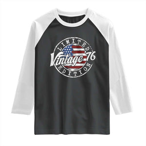 Funny 50th Birthday Raglan Shirt Vintage 1976 Stamp 50 Years Old American Flag TS11 Black White Print Your Wear