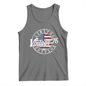 Funny 50th Birthday Tank Top Vintage 1976 Stamp 50 Years Old American Flag TS11 Black Heather Print Your Wear