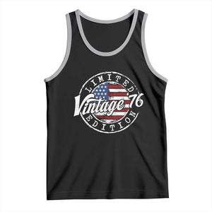 Funny 50th Birthday Tank Top Vintage 1976 Stamp 50 Years Old American Flag TS11 Black Athletic Heather Print Your Wear