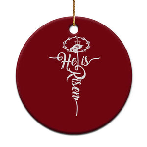 Easter He Is Risen Ceramic Ornament Christian Easter Day Religious Cross TS11 1pc Red Print Your Wear