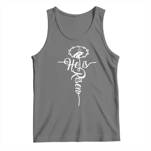 Easter He Is Risen Tank Top Christian Easter Day Religious Cross TS11 Black Heather Print Your Wear