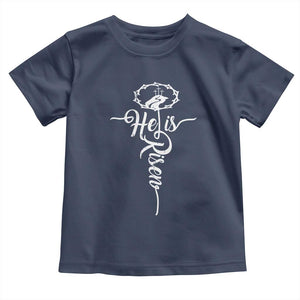 Easter He Is Risen Toddler T Shirt Christian Easter Day Religious Cross TS11 Navy Print Your Wear
