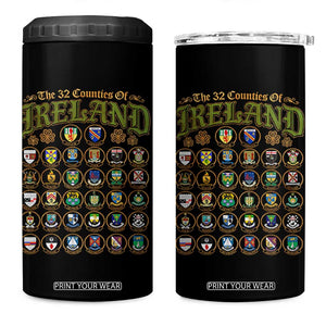 The 32 Counties Of Ireland 4 in 1 Can Cooler Tumbler Irish Pride Heritage Vintage Celtic Shamrock TS11 One Size: 16 oz Black Print Your Wear
