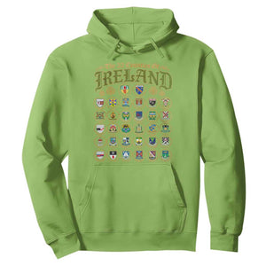 The 32 Counties Of Ireland Hoodie Irish Pride Heritage Vintage Celtic Shamrock TS11 Lime Print Your Wear