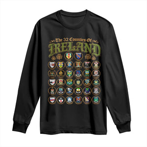 The 32 Counties Of Ireland Long Sleeve Shirt Irish Pride Heritage Vintage Celtic Shamrock TS11 Black Print Your Wear