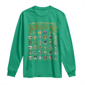 The 32 Counties Of Ireland Long Sleeve Shirt Irish Pride Heritage Vintage Celtic Shamrock TS11 Irish Green Print Your Wear
