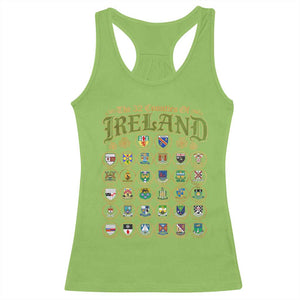 The 32 Counties Of Ireland Racerback Tank Top Irish Pride Heritage Vintage Celtic Shamrock TS11 Lime Print Your Wear