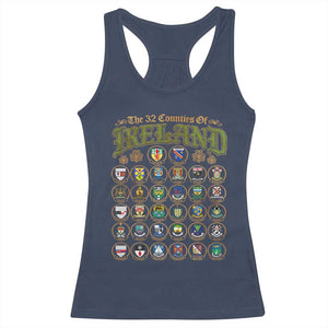 The 32 Counties Of Ireland Racerback Tank Top Irish Pride Heritage Vintage Celtic Shamrock TS11 Navy Print Your Wear