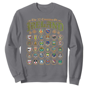 The 32 Counties Of Ireland Sweatshirt Irish Pride Heritage Vintage Celtic Shamrock TS11 Charcoal Print Your Wear