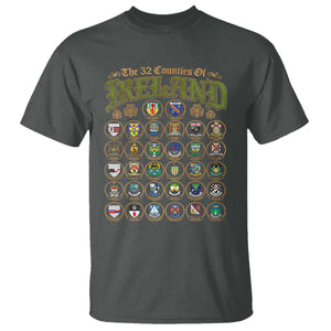 The 32 Counties Of Ireland T Shirt Irish Pride Heritage Vintage Celtic Shamrock TS11 Dark Heather Print Your Wear