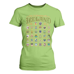 The 32 Counties Of Ireland T Shirt For Women Irish Pride Heritage Vintage Celtic Shamrock TS11 Lime Print Your Wear