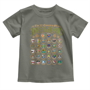 The 32 Counties Of Ireland Toddler T Shirt Irish Pride Heritage Vintage Celtic Shamrock TS11 Military Green Print Your Wear