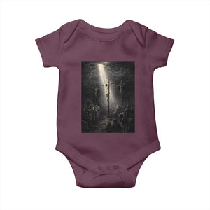 Jesus Christ Crucifixion Scene Religious Christian Easter Baby Onesie TS11 Maroon Print Your Wear