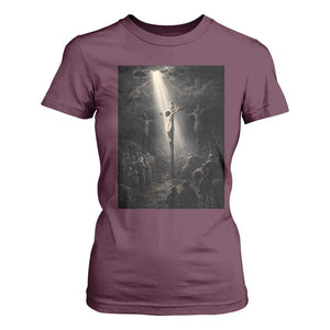 Jesus Christ Crucifixion Scene Religious Christian Easter T Shirt For Women TS11 Maroon Print Your Wear