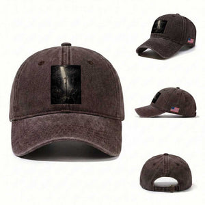 Jesus Christ Crucifixion Scene Religious Christian Easter Washed Cotton Baseball Cap TS11 Washed Cap Universal Fit Dark Brown Print Your Wear