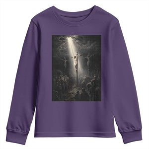 Jesus Christ Crucifixion Scene Religious Christian Easter Youth Sweatshirt TS11 Purple Print Your Wear