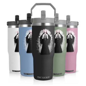 Funny Scary Bunny Face Ghost Heart Hand Sign Easter Day Flip Straw Tumbler TS11 Print Your Wear