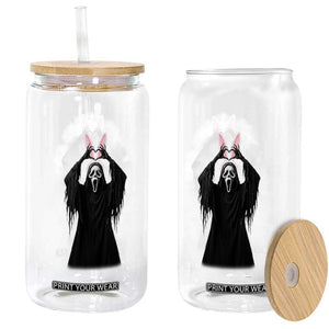 Funny Scary Bunny Face Ghost Heart Hand Sign Easter Day Glass Can TS11 Print Your Wear