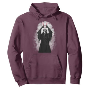 Funny Scary Bunny Face Ghost Heart Hand Sign Easter Day Hoodie TS11 Maroon Print Your Wear