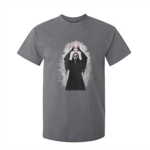 Funny Scary Bunny Face Ghost Heart Hand Sign Easter Day T Shirt For Kid TS11 Charcoal Print Your Wear