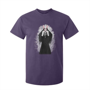 Funny Scary Bunny Face Ghost Heart Hand Sign Easter Day T Shirt For Kid TS11 Purple Print Your Wear