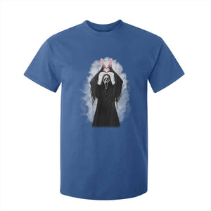 Funny Scary Bunny Face Ghost Heart Hand Sign Easter Day T Shirt For Kid TS11 Royal Blue Print Your Wear