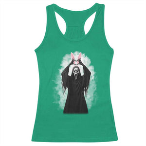 Funny Scary Bunny Face Ghost Heart Hand Sign Easter Day Racerback Tank Top TS11 Irish Green Print Your Wear