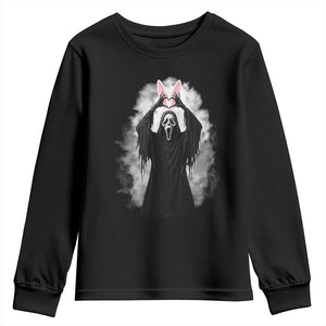 Funny Scary Bunny Face Ghost Heart Hand Sign Easter Day Youth Sweatshirt TS11 Black Print Your Wear