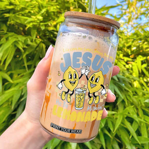 Life Gave Me Some Lemons But My Jesus He Be Makin Lemonade Glass Can Retro Lemon TS11 White Print Your Wear