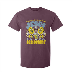 Life Gave Me Some Lemons But My Jesus He Be Makin Lemonade T Shirt For Kid Retro Lemon TS11 Maroon Print Your Wear